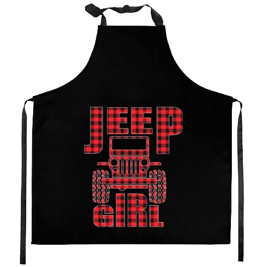 Jeep Girl Jeep Red Plaid Buffalo Jeeps Lover Kitchen Aprons