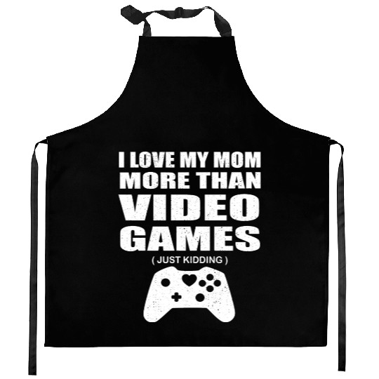 I Love My Mom Video Gamer Valentines Day Gift Boys Kitchen Aprons