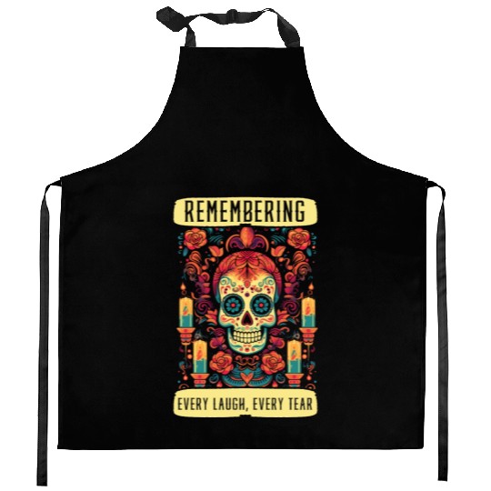 Dia De Los Muertos Sugar Skull Mexican Holiday Kitchen Aprons