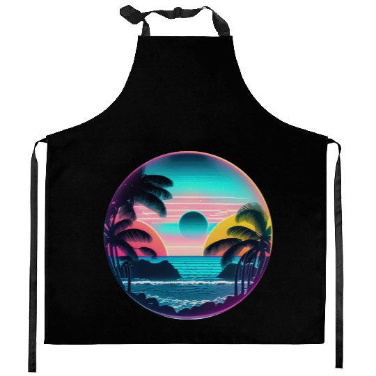 Palm Trees and Ocean Breeze with a serene beach Kitchen Aprons