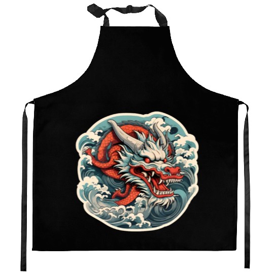 Japanese Dragon Kitchen Aprons