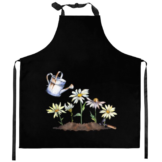 Plants Graphic Flower Motif Botanical Gardening Kitchen Aprons