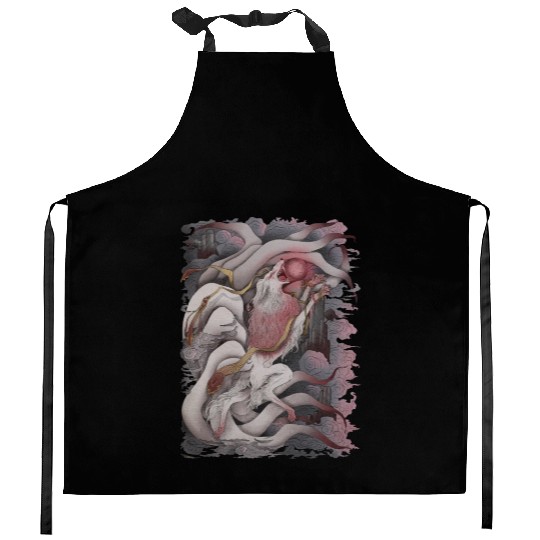Kitsune Blood Moon Kitchen Aprons