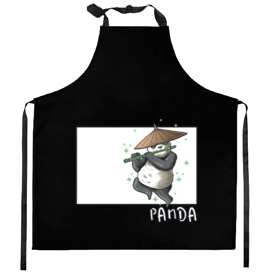 Panda Doodle Chinese Hanzi Panda Bear Friend Kitchen Aprons
