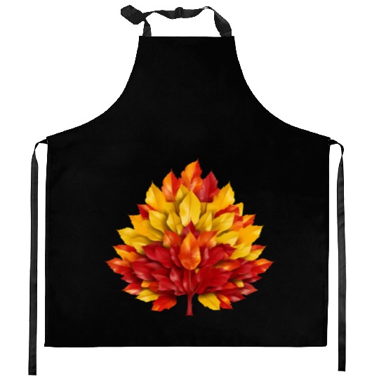 Autumn in Spain: Yellow-Red Leaves Reflecting the Kitchen Aprons