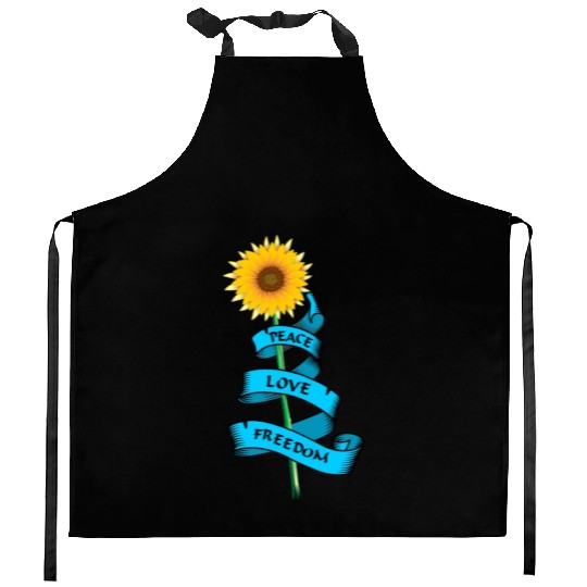 Sunflower Peace love freedom Kitchen Aprons