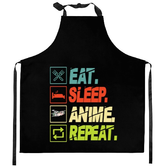 Eat Sleep Anime Repeat Ramen Kawaii Japanese Manga Kitchen Aprons