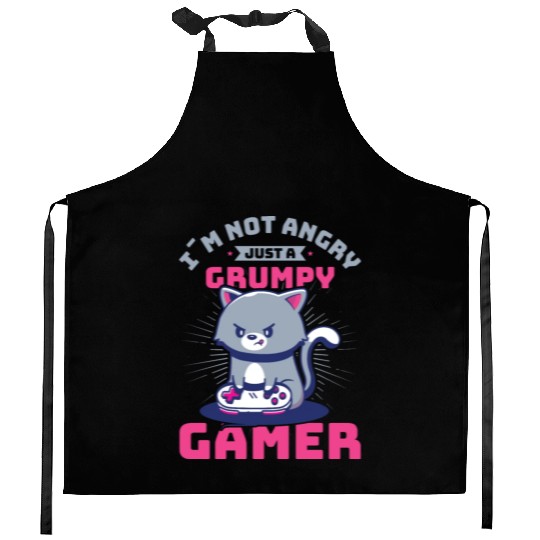 Gaming, Gaming, Video Game, Grumpy Cat Gamer Kitchen Aprons