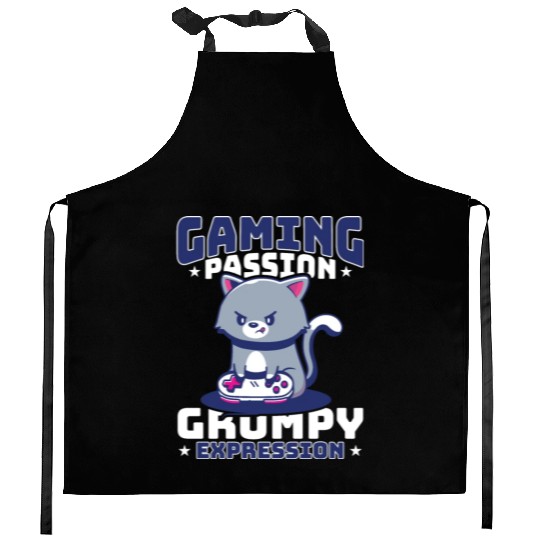 Gaming, Gaming, Video Game, Grumpy Cat Gamer Kitchen Aprons