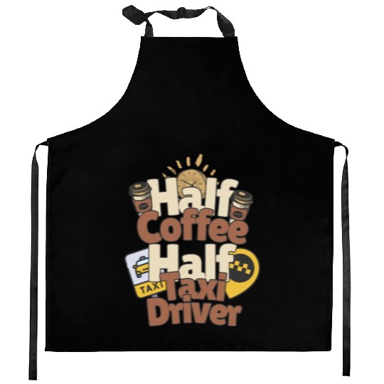 Half Coffe Half Taxi Driver Kitchen Aprons