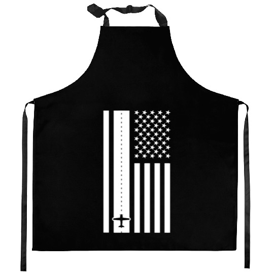 Aircraft Pilot USA Flag Runway Kitchen Aprons