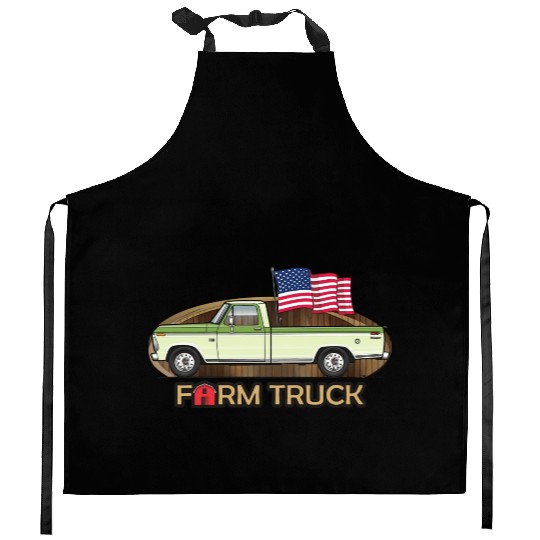 Farm Truck Light Green Kitchen Aprons