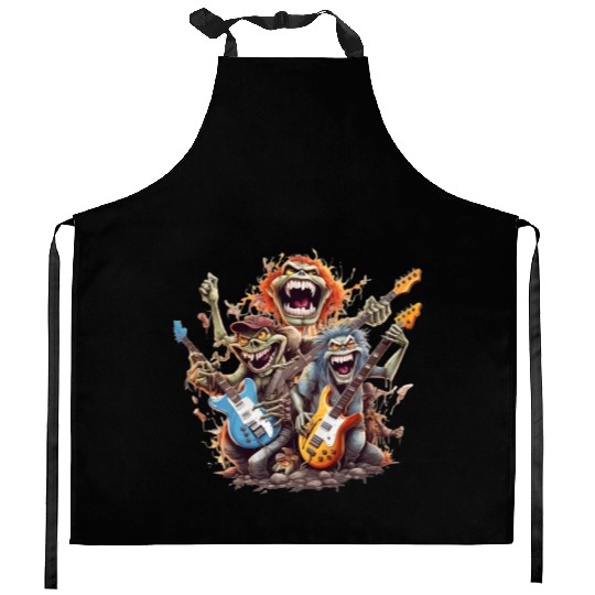 Monsters of Rock and Roll for Music enthusiasts Kitchen Aprons