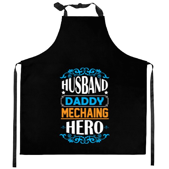 husband daddy mechaing hero funny Kitchen Aprons