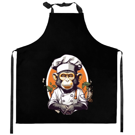 monkey chef Kitchen Aprons