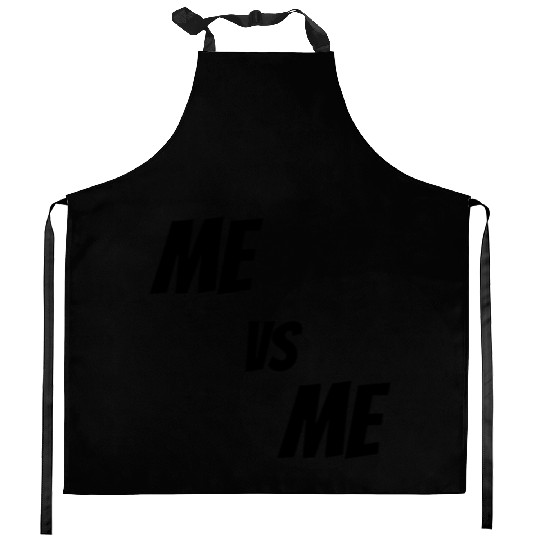 Me vs Me (black) Kitchen Aprons