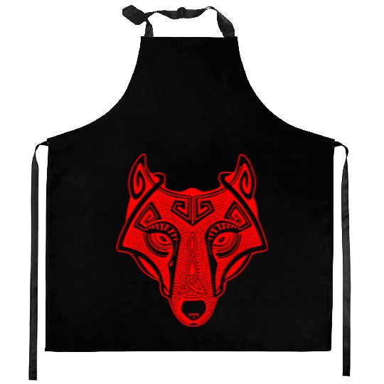 Viking wolf red Fenrir valhalla Kitchen Aprons