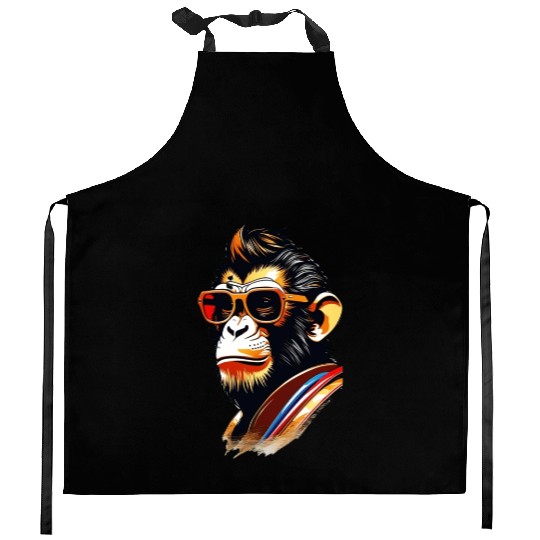 cool monkey king wearing sunglasses Kitchen Aprons
