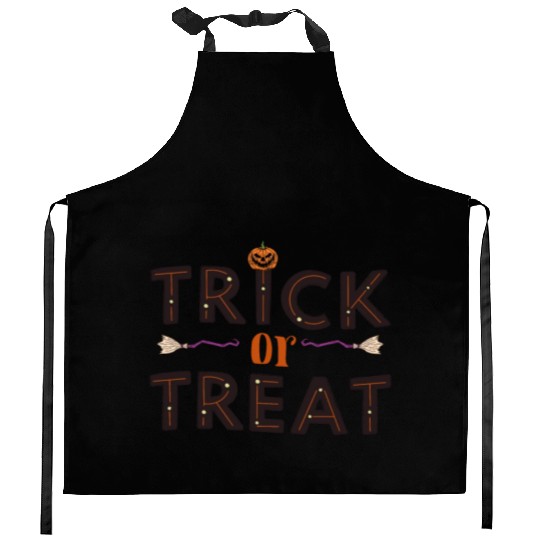 Trick or Treat Witch Pumpkins Happy Halloween Kitchen Aprons