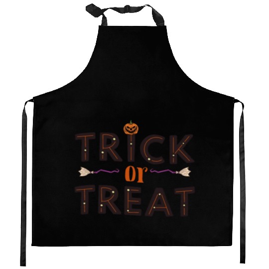 Trick or Treat Witch Pumpkins Happy Halloween Kitchen Aprons