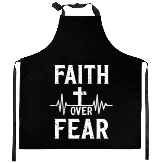 Faith Over Fear Love JesusChristian Christmas Kitchen Aprons