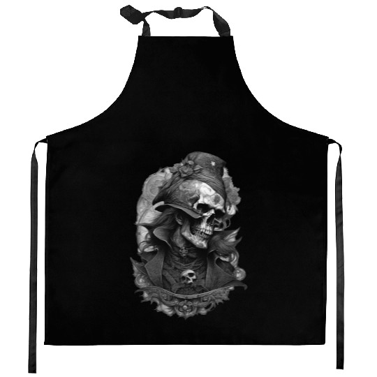 girl skull Kitchen Aprons