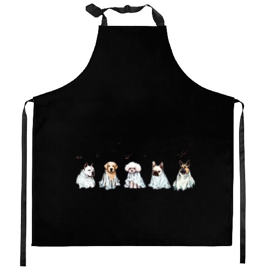 Halloween Dog Pitbull Golden Poodle Bulldog Ghost Kitchen Aprons