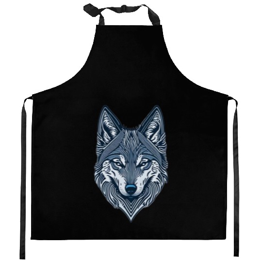 Beautiful wolf face Kitchen Aprons