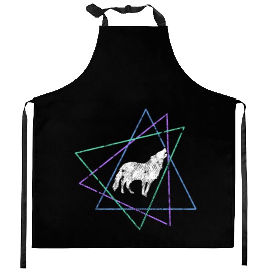 Geometric Howling Wolf Kitchen Aprons