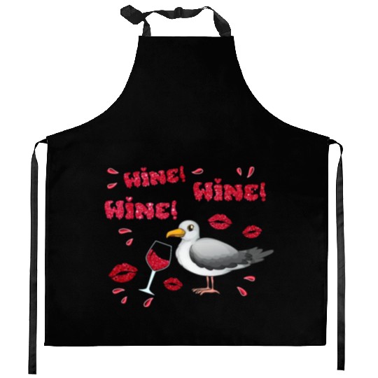 Wine Seagull Bird Lover Shorebird Seagulls Kitchen Aprons