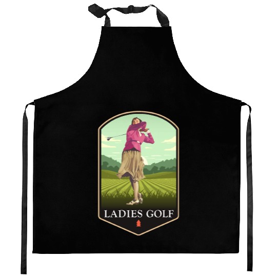 Ladies Golf Course Girl Golfer Vintage Play Women Kitchen Aprons