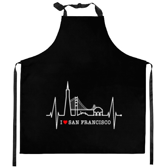 San Francisco Skyline Heartbeat California Lover Kitchen Aprons