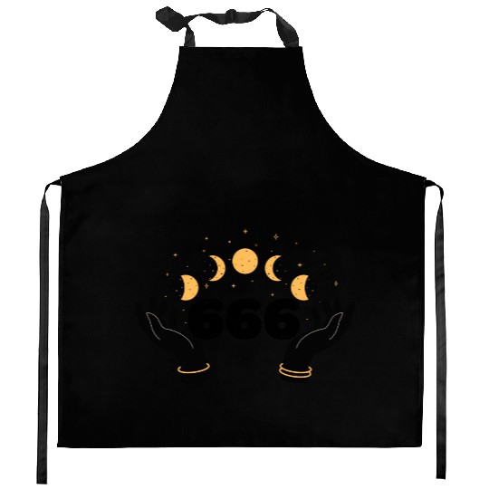 Angel Numbers 666 Moon Cycle Hands Kitchen Aprons