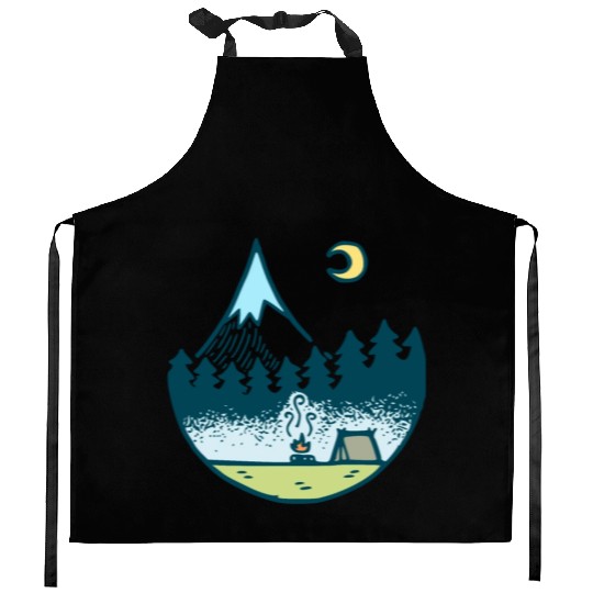 Keep It Simple (Camping At Night) Kitchen Aprons