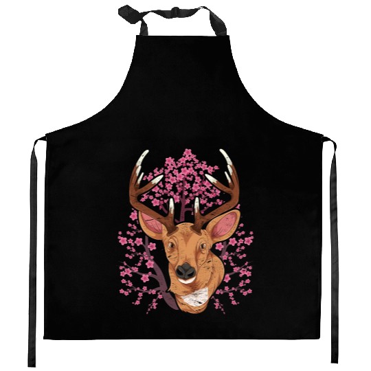 Cherry blossom forest animal gift Sakura deer Kitchen Aprons