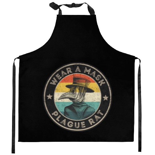 Wear A Mask Plague Doctor Vintage Retro Kitchen Aprons
