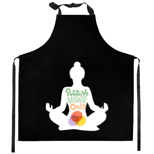 positive vibes only Kitchen Aprons