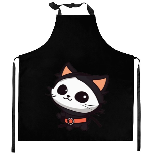 Black Cat Superhero Cartoon Design Kitchen Aprons