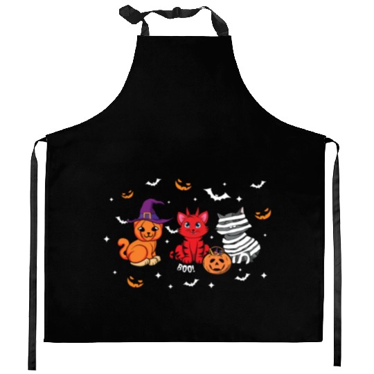Cute Cats Kitten Funny Lazy Creepy Halloween Kitchen Aprons