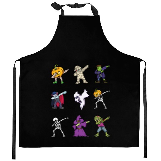 Dabbing Halloween Characters Lazy Creepy Halloween Kitchen Aprons