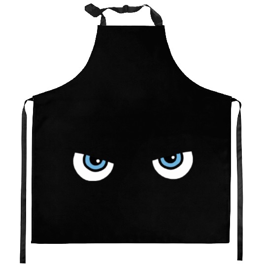 Black Cat Blue Eyes | Halloween Gift For Cat Lover Kitchen Aprons