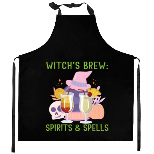 Witch's Brew: Spirits & Spells Bartender Halloween Kitchen Aprons