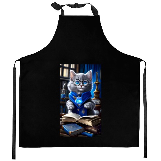 The Raven-claw Kitten Scholar: A Feline Journey. Kitchen Aprons