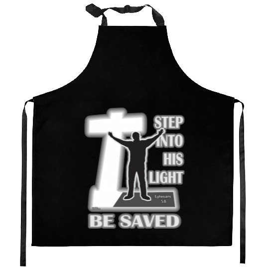 Step Into His Light And Be Saved Bible Inspired Kitchen Aprons