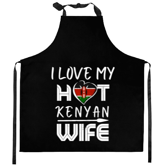 Funny I Love My Hot Kenyan Wife Husband Kitchen Aprons