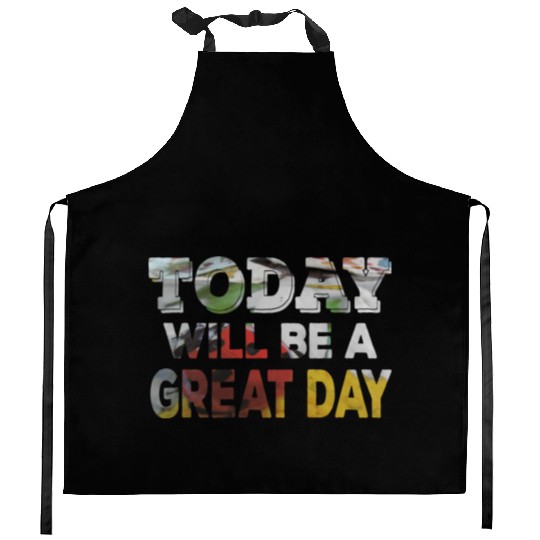 Today Will Be A Great Day Ladybug Inspirational Kitchen Aprons
