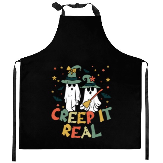 Retro Vintage Ghost Witch Lazy Creepy Halloween Kitchen Aprons