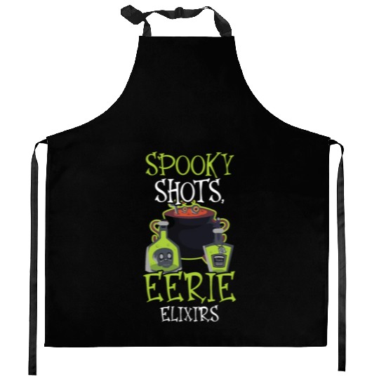 Spooky Shots Eerie Elixirs Bartender Halloween Kitchen Aprons