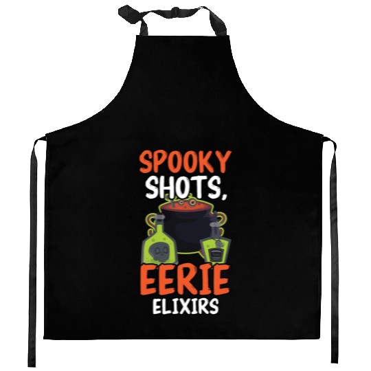 Spooky Shots Eerie Elixirs Bartender Halloween Kitchen Aprons