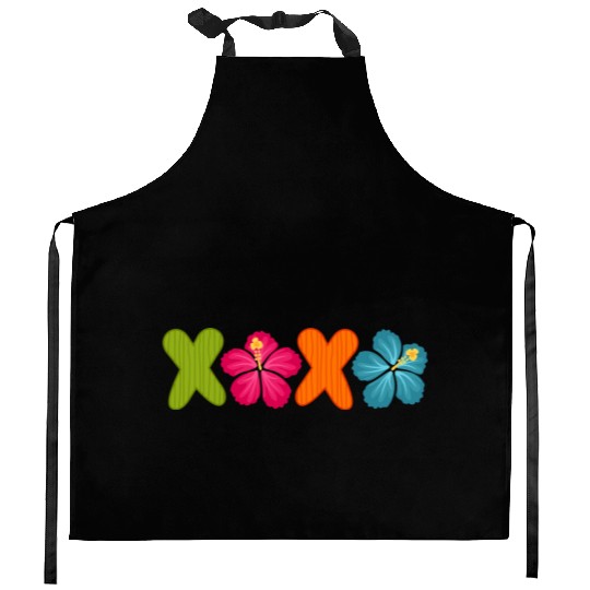 Xoxo Kiss Hibiscus Flowers Text Kitchen Aprons